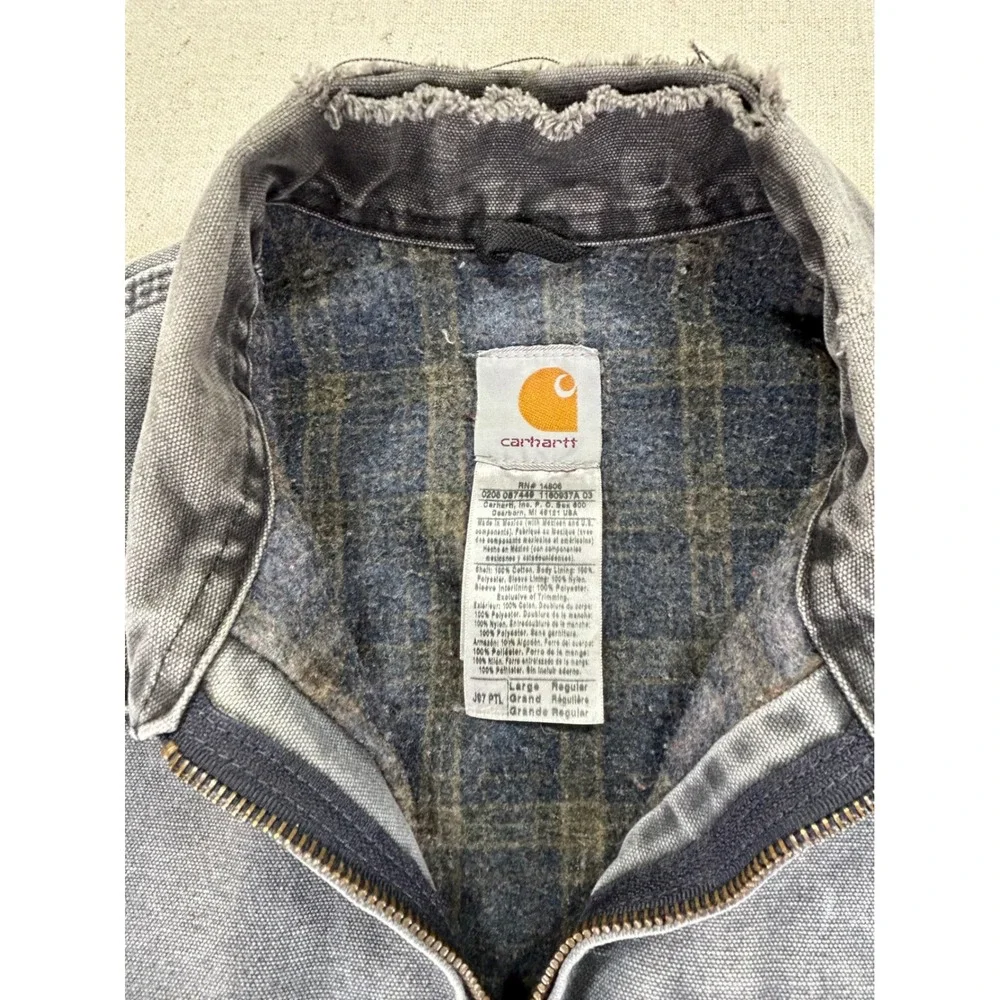 Vintage Carhartt J97 PTL Detroit Jacket Petrol Blue HONEY COMB Distressed Large